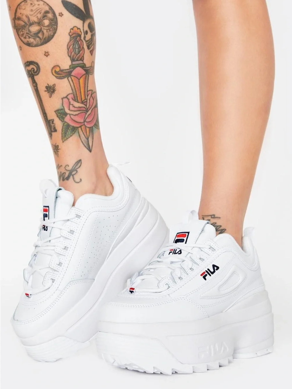 FILA White Platform Disruptor II Wedge Women’s Sneakers